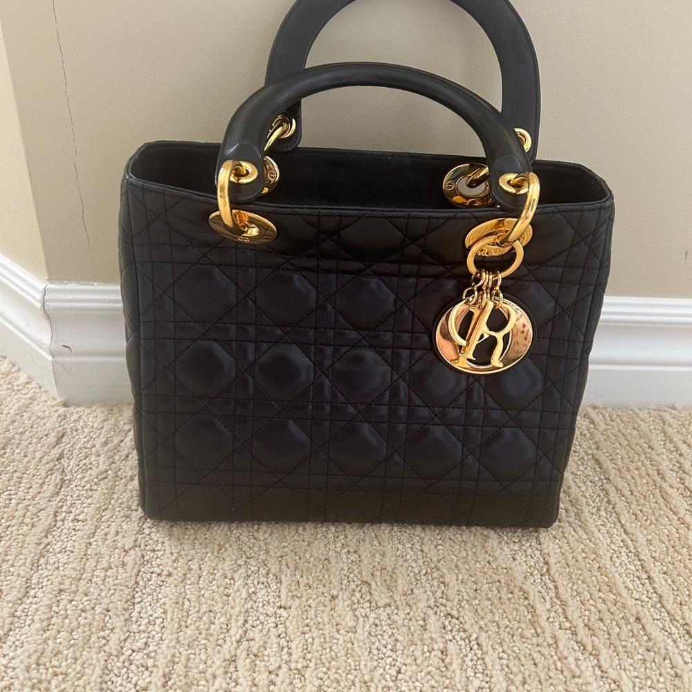 Lady Dior Black Quilted Handbag 💯% authentic.